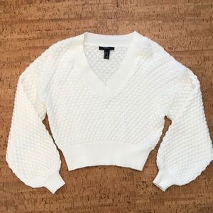 V-neck sweater in cream- size small